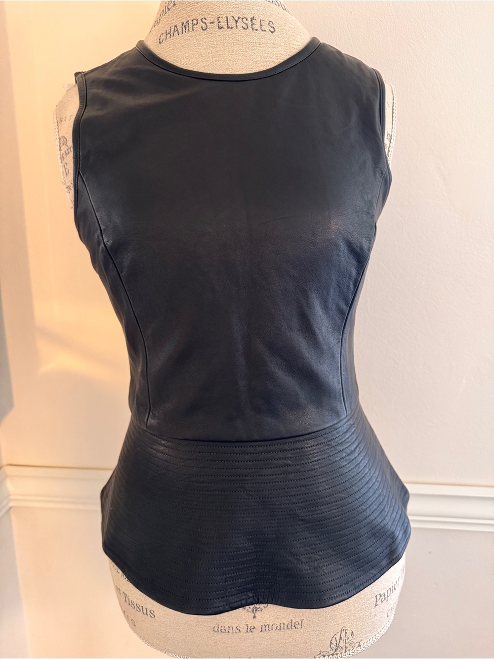 Theory ELLeria LC | Black 100% Lamb Leather Peplum  | Size Small